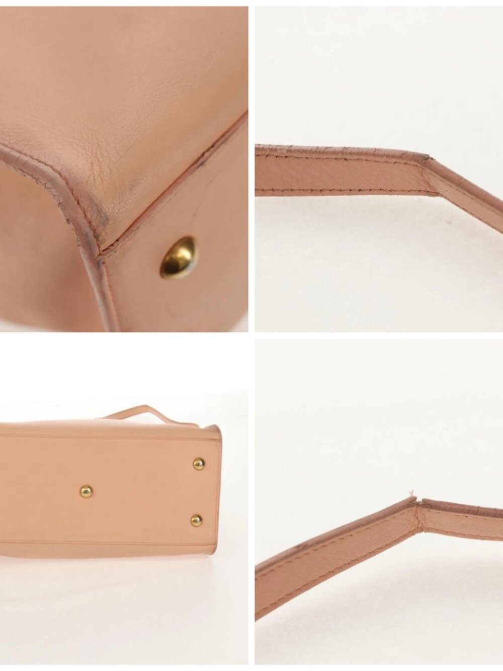 SAINT LAURENT Petit Kabas Hand Bag Leather 2way Pink Gold Auth - Picture 8 of 15